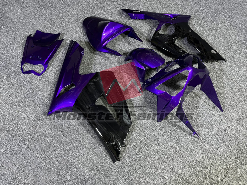 Kawasaki ZX6R custom ABS fairings 2003 - 2004 in Gloss Purple & Black - durable replacement kit, Monster Fairings