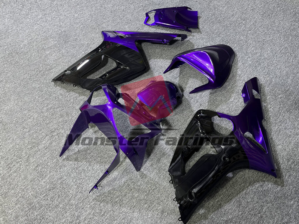 2003 - 2004 Kawasaki ZX6R Gloss Purple & Black fairing set - ABS injection, custom painted by Monster Fairings