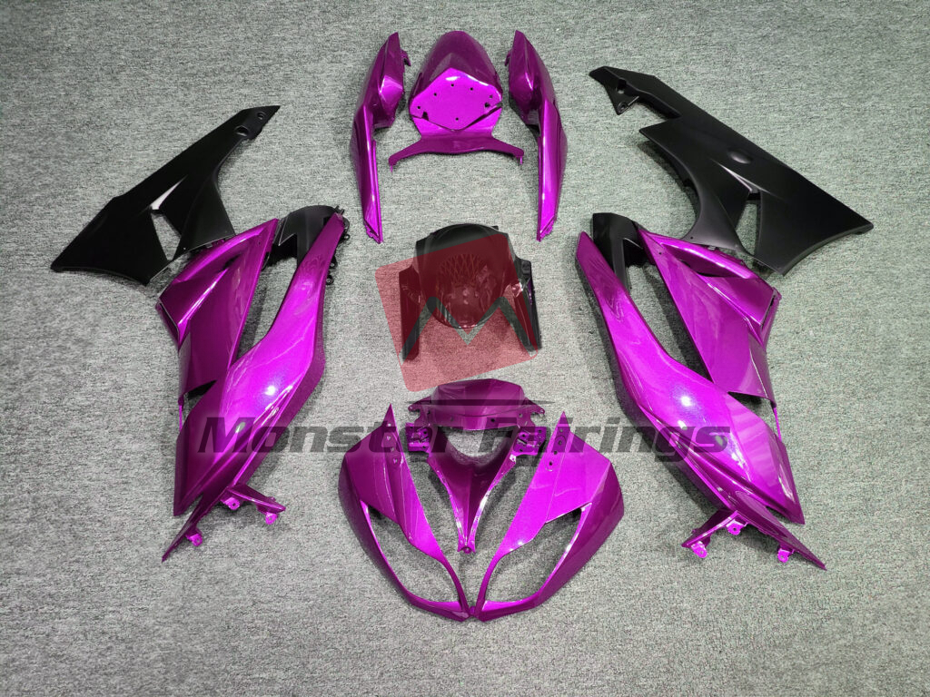 Kawasaki ZX6R 2009 - 2012 Gloss Vibrant Pink ABS fairings - custom motorcycle bodywork kit by Monster Fairings