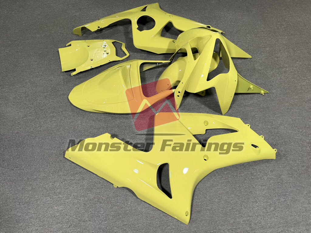 2003 - 2004 Kawasaki ZX6R Gloss Yellow fairing set - ABS injection, custom painted by Monster Fairings