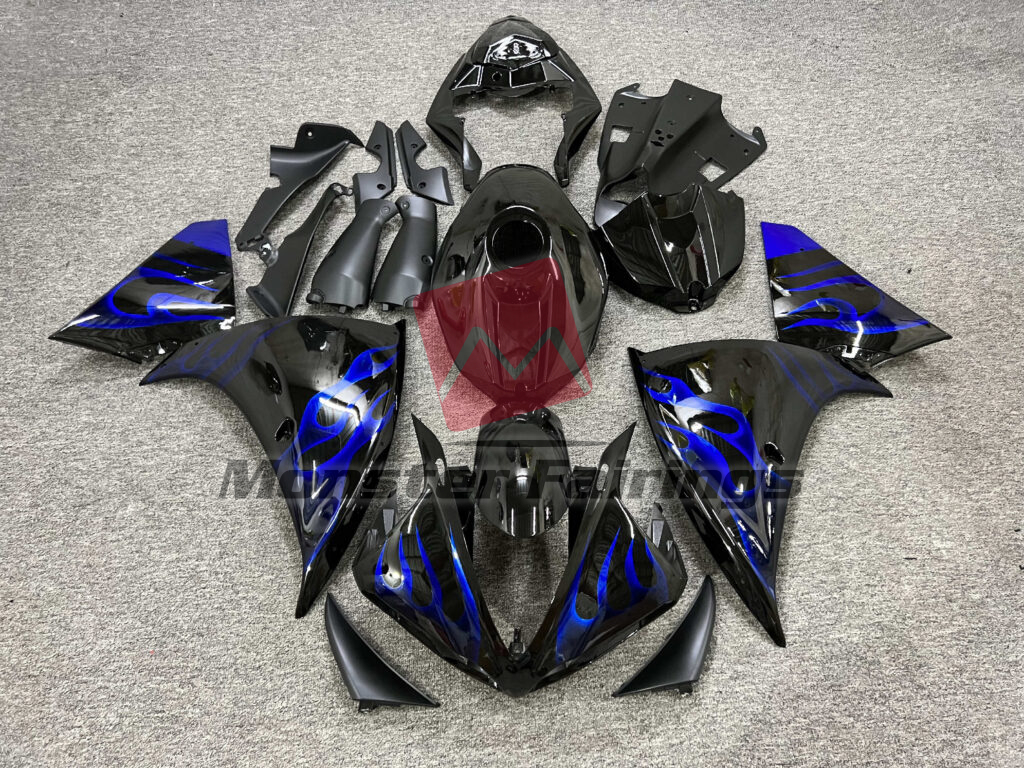 クラフト Yamaha R1 2009-2011 Gloss Black Blue Flames ABS Fairings