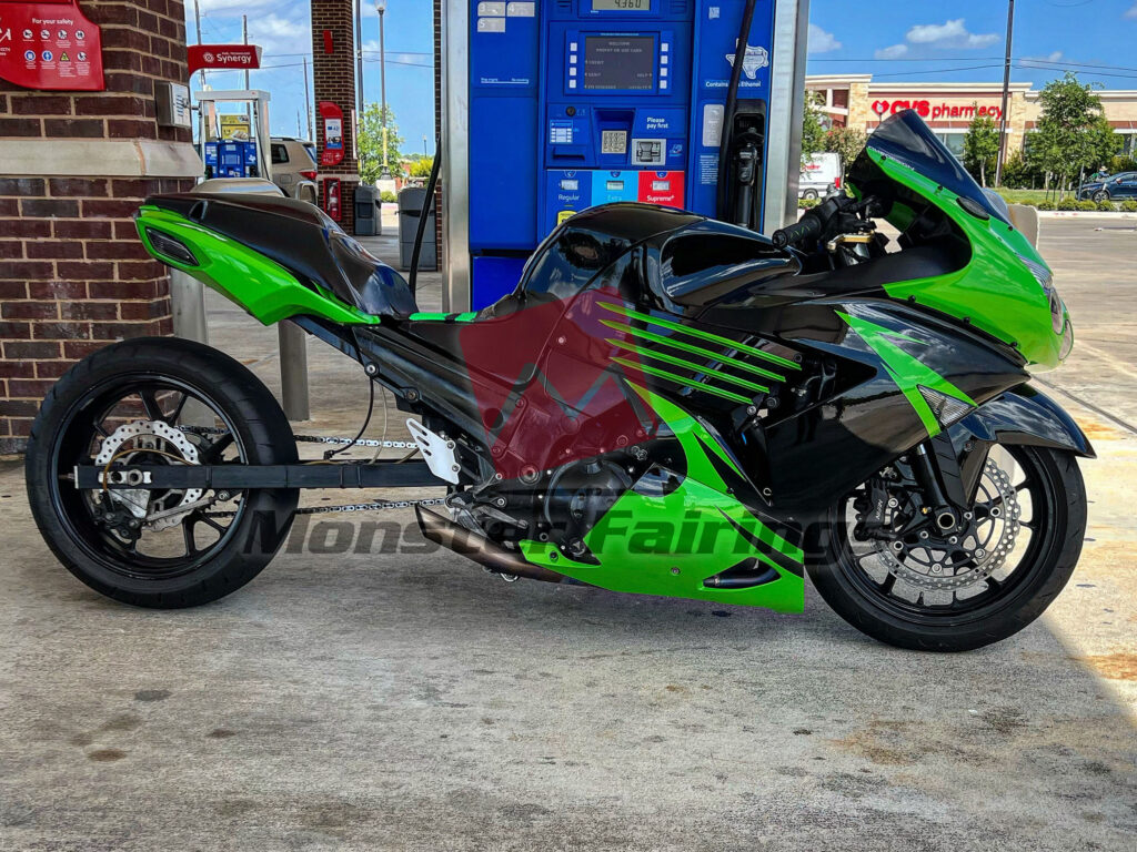 Monster Fairings ABS fairing kit for Kawasaki ZX14R 2006 - 2011 - Gloss Lime Green & Black, precise OEM fit