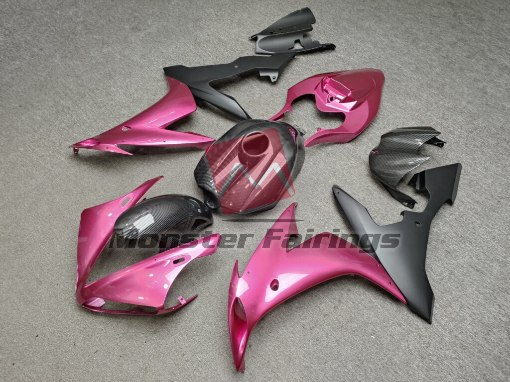 Yamaha R1 custom ABS fairings 2004 - 2006 in Gloss Hot Pink Carbon Fiber Style - durable replacement kit, Monster Fairings