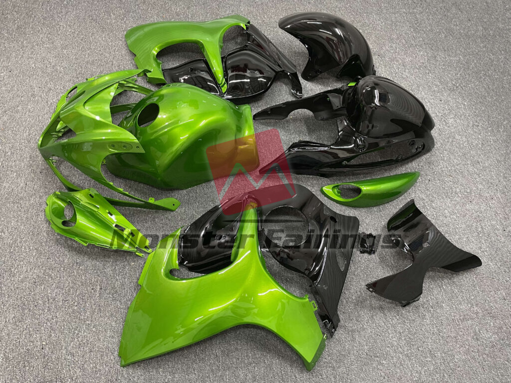 2008 - 2020 Suzuki GSXR 1300 Gloss Green & Black fairing set - ABS injection, custom painted by Monster Fairings