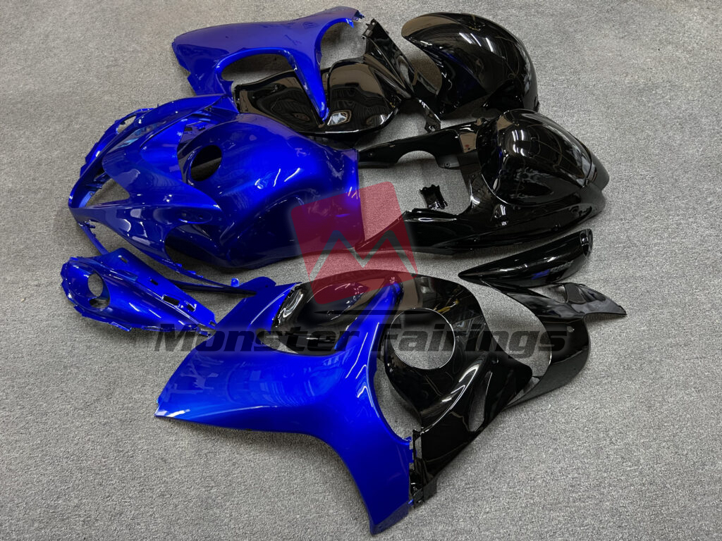 Suzuki GSXR 1300 custom ABS fairings 2008 - 2020 in Gloss Blue & Black - durable replacement kit, Monster Fairings