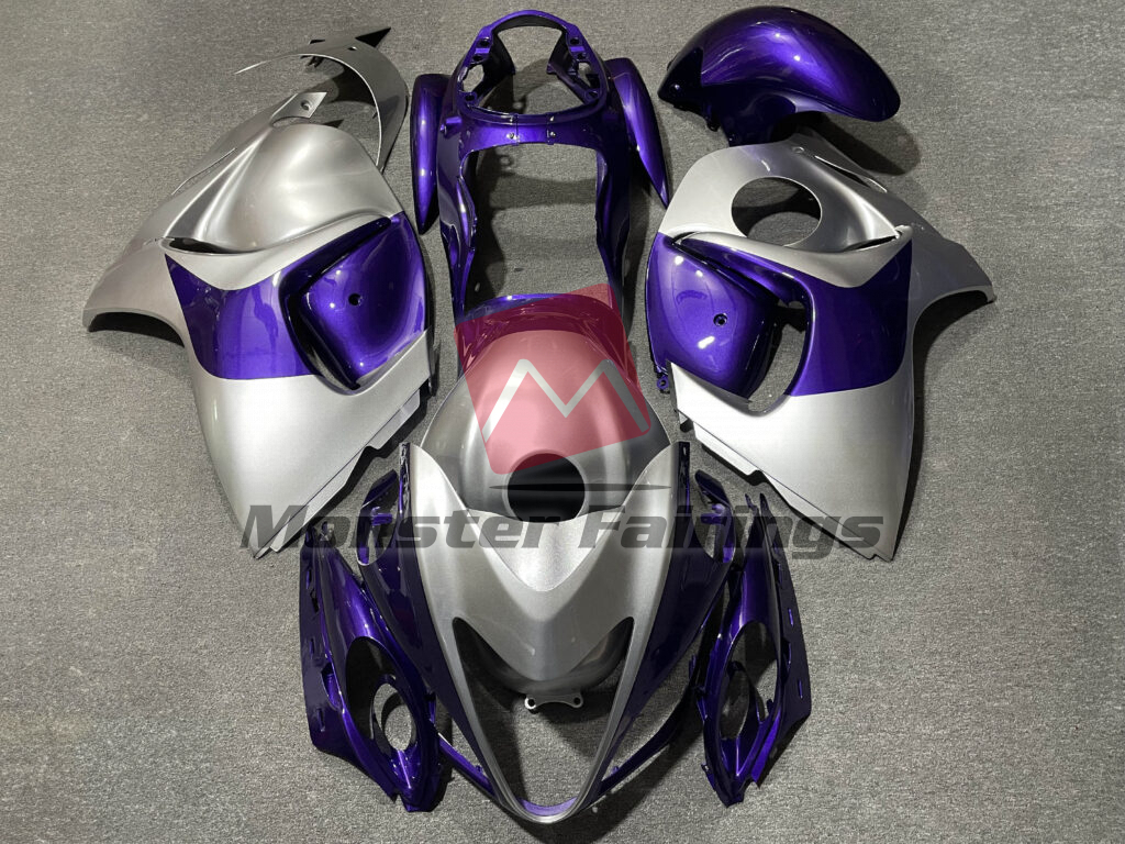 Suzuki GSXR 1300 2008 - 2020 Gloss Purple & Silver ABS fairings - custom motorcycle bodywork kit by Monster Fairings