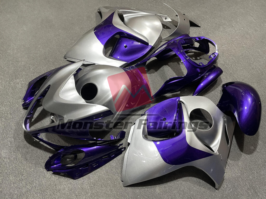 Suzuki GSXR 1300 custom ABS fairings 2008 - 2020 in Gloss Purple & Silver - durable replacement kit, Monster Fairings