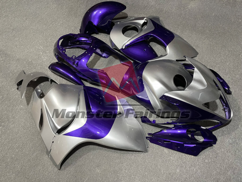2008 - 2020 Suzuki GSXR 1300 Gloss Purple & Silver fairing set - ABS injection, custom painted by Monster Fairings