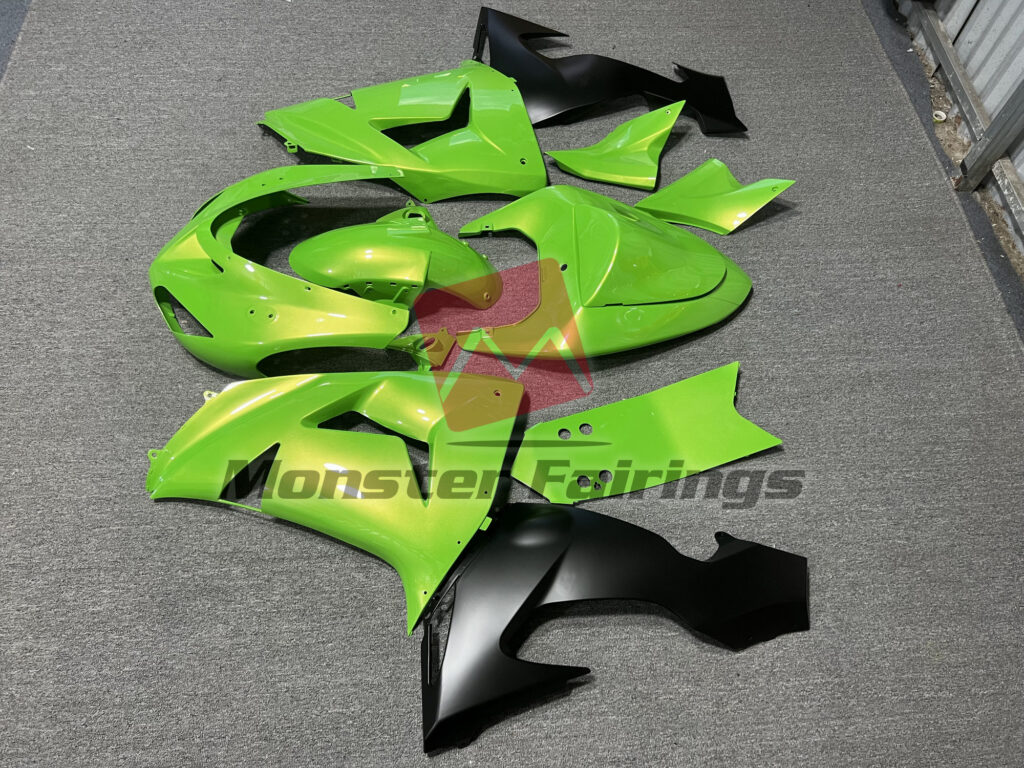 2006 - 2007 Kawasaki ZX10R Lime Green fairing set - ABS injection, custom painted by Monster Fairings