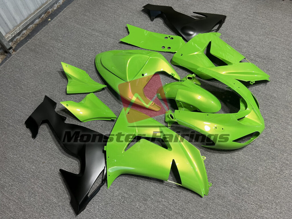 Kawasaki ZX10R custom ABS fairings 2006 - 2007 in Lime Green - durable replacement kit, Monster Fairings