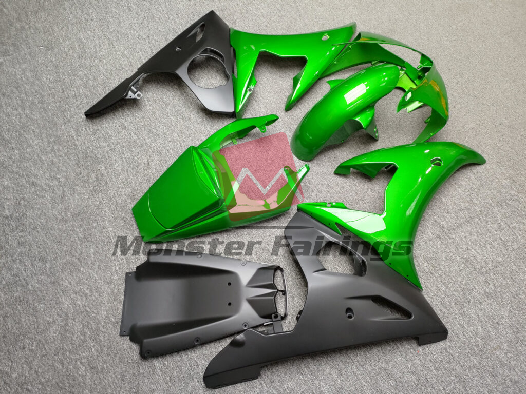 2005 Yamaha R6 Gloss Green & Matte Black fairing set - ABS injection, custom painted by Monster Fairings