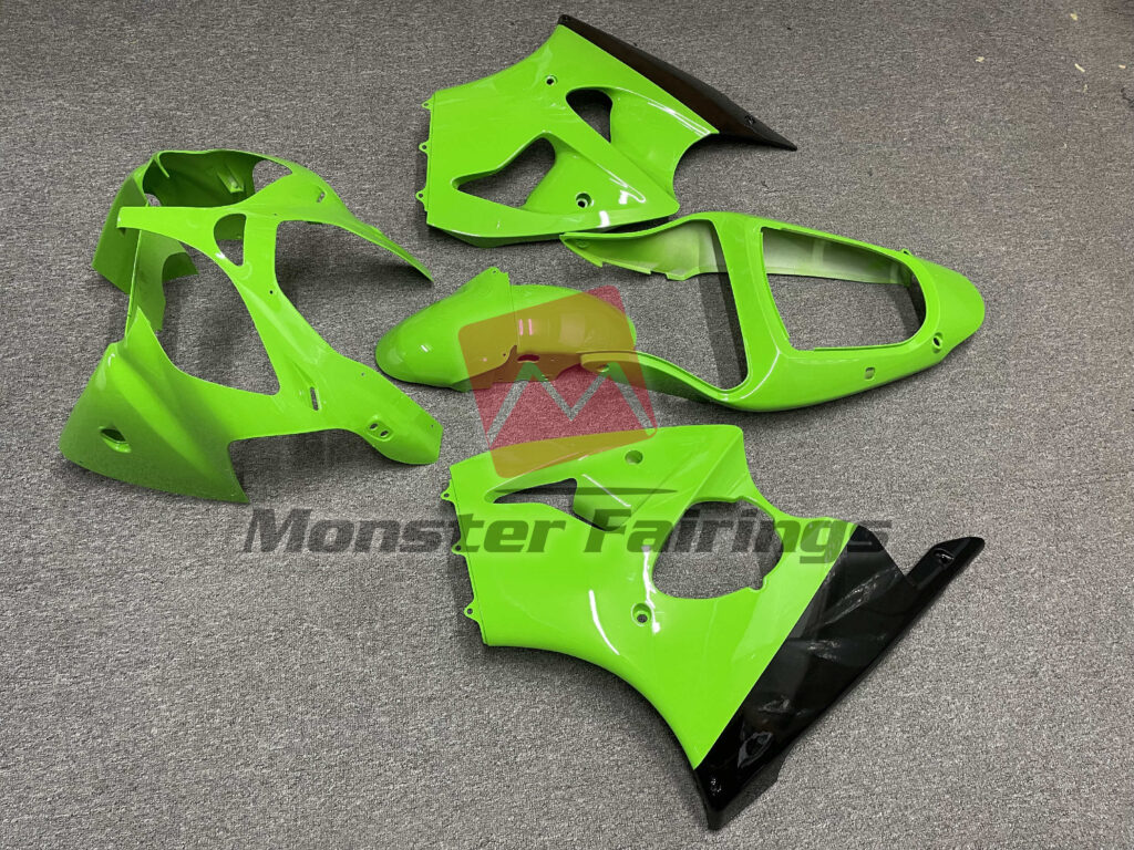 Gloss Green Black ABS fairings for Kawasaki ZX6R 2000 - 2002 - premium OEM fit kit by Monster Fairings
