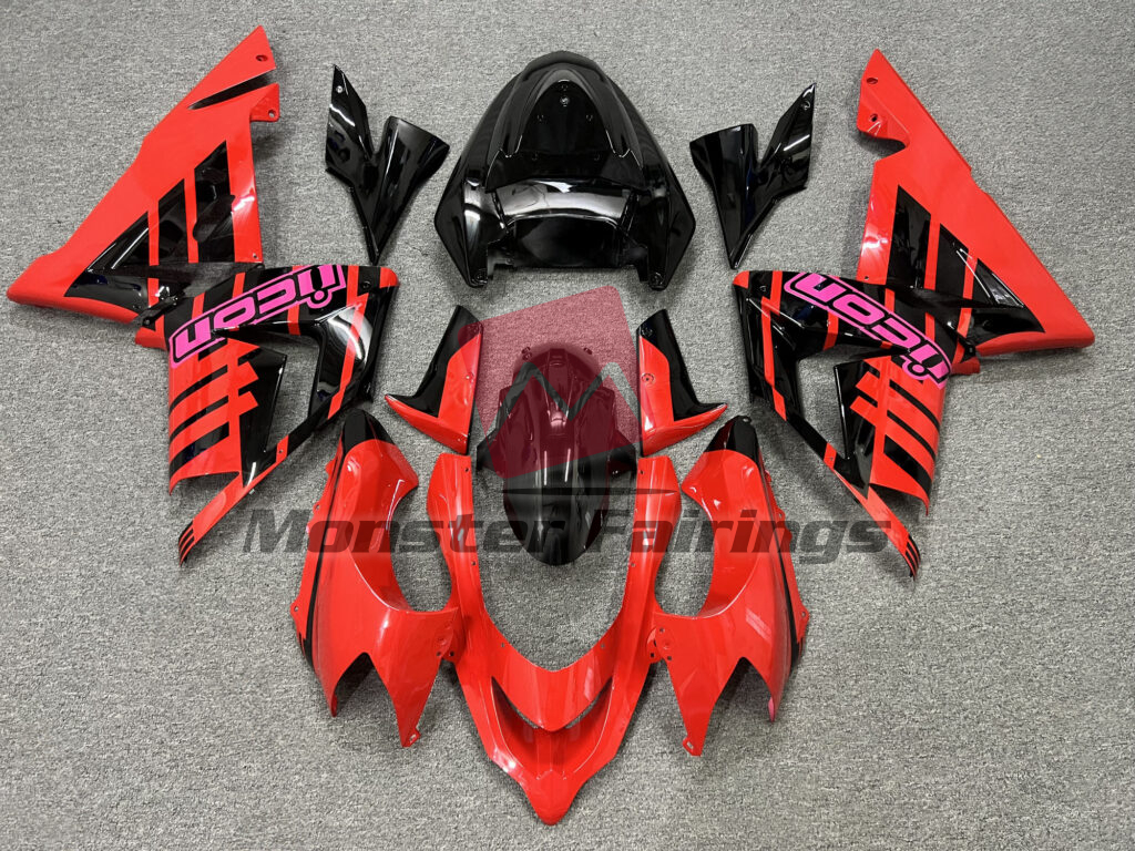Kawasaki ZX10R 2004 - 2005 Gloss Red & Black ABS fairings - custom motorcycle bodywork kit by Monster Fairings