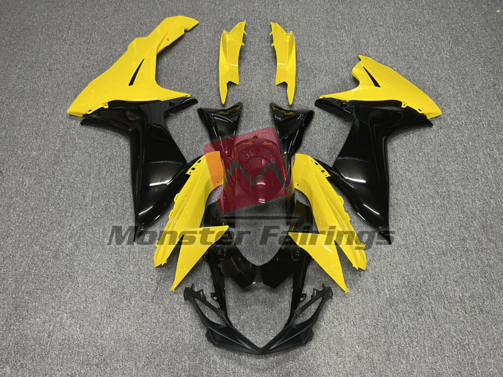 Suzuki GSXR 600 - 750 2011 - 2025 Gloss Yellow Black ABS fairings - custom motorcycle bodywork kit by Monster Fairings