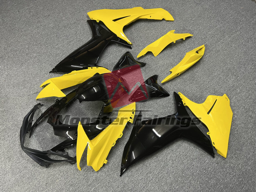 Suzuki GSXR custom ABS fairings 2011 - 2025 in Gloss Yellow Black - durable replacement kit, Monster Fairings