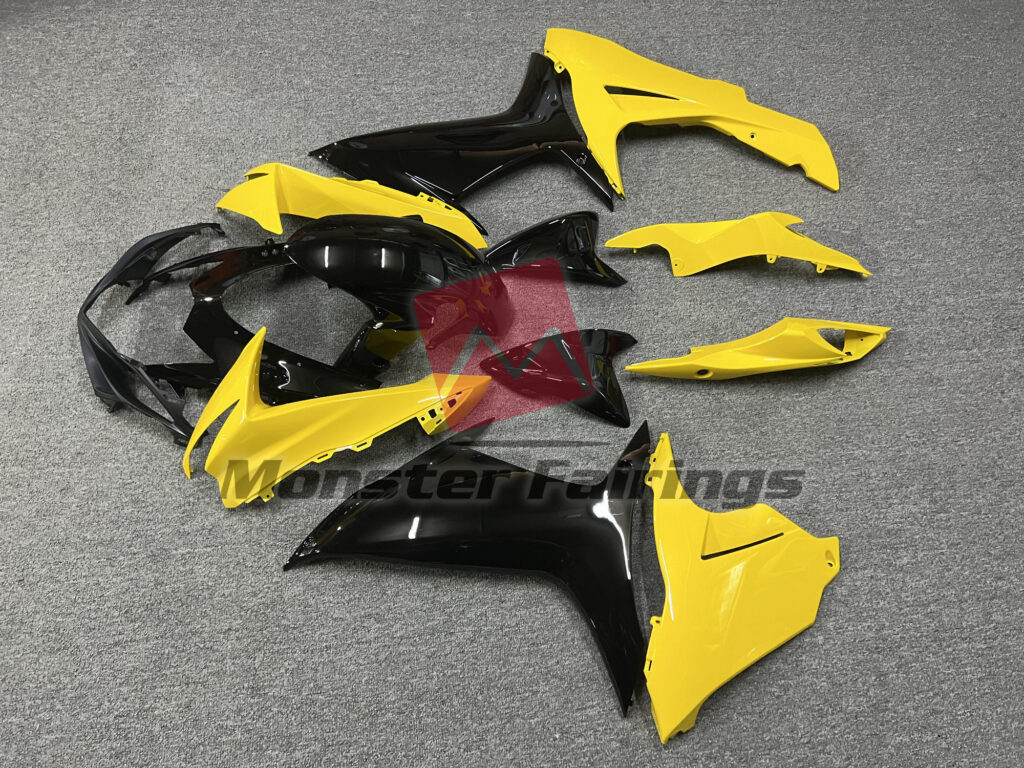 2011 - 2025 Suzuki GSXR Gloss Yellow Black fairing set - ABS injection, custom painted by Monster Fairings