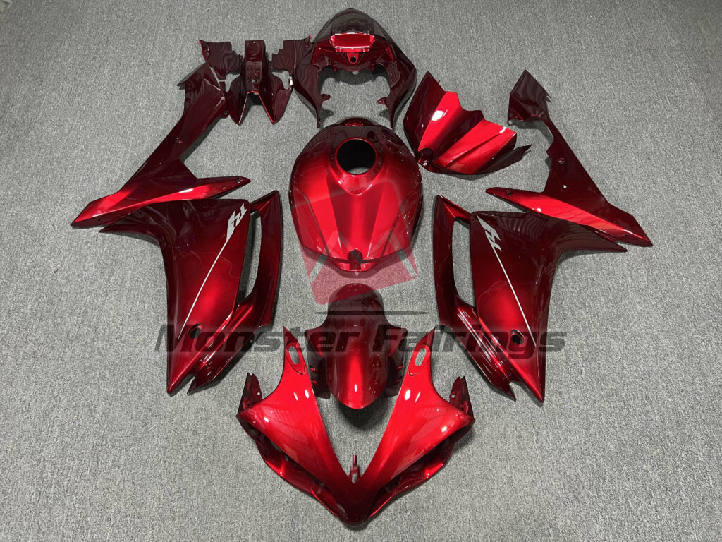 Yamaha R1 2007 - 2008 Gloss Red ABS fairings - custom motorcycle bodywork kit by Monster Fairings