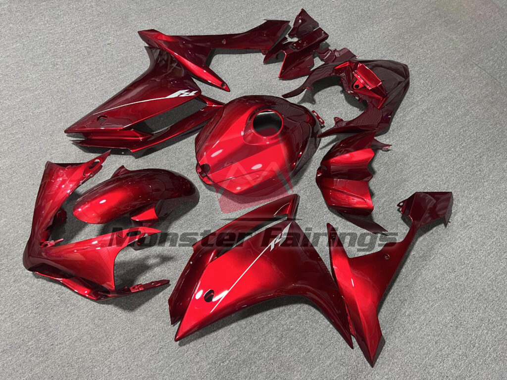 2007 - 2008 Yamaha R1 Gloss Red fairing set - ABS injection, custom painted by Monster Fairings