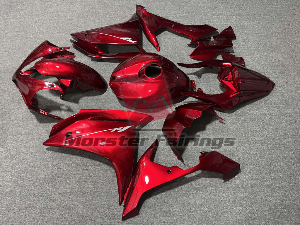 Yamaha R1 custom ABS fairings 2007 - 2008 in Gloss Red - durable replacement kit, Monster Fairings