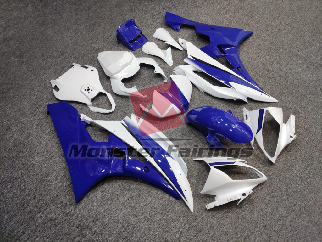Yamaha R6 custom ABS fairings 2006 - 2007 in Gloss Blue White - durable replacement kit, Monster Fairings