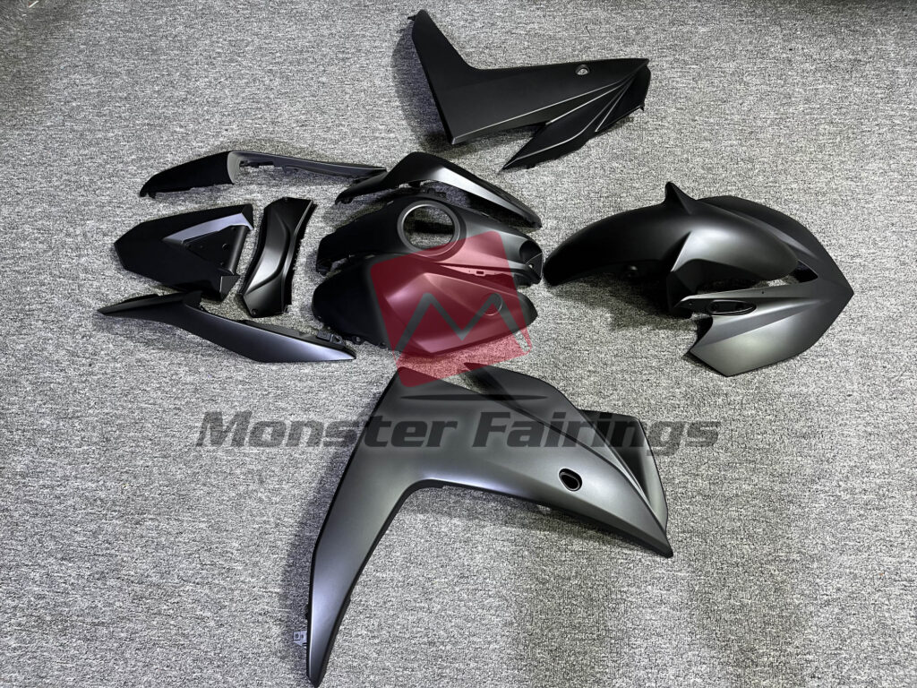 2014 - 2018 Yamaha R3 Matte Black fairing set - ABS injection, custom painted by Monster Fairings