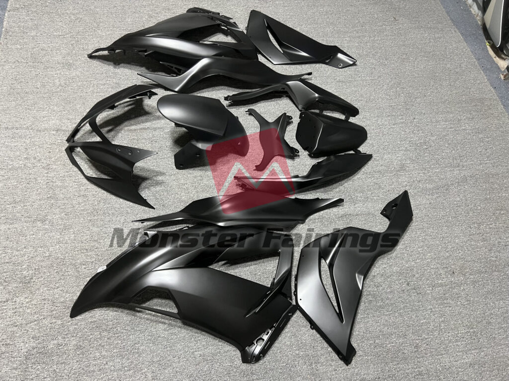 2013 - 2018 Kawasaki ZX6R Matte Black Protective Coat fairing set - ABS injection, custom painted by Monster Fairings