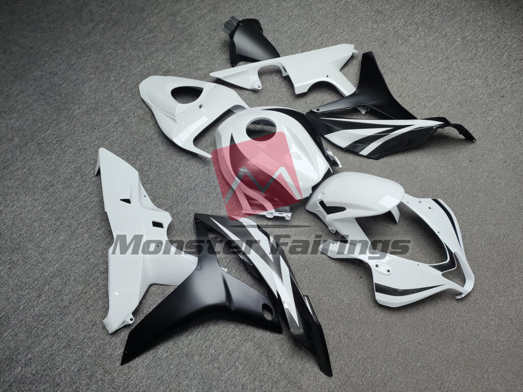 Honda CBR600RR custom ABS fairings 2007 - 2008 in Gloss White Dark Gray & Matte Black - durable replacement kit, Monster Fairings