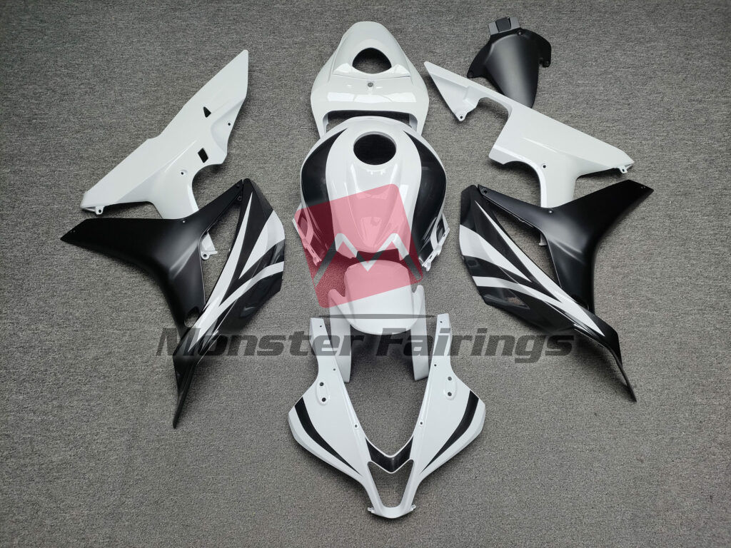 Honda CBR600RR 2007 - 2008 Gloss White Dark Gray & Matte Black ABS fairings - custom motorcycle bodywork kit by Monster Fairings