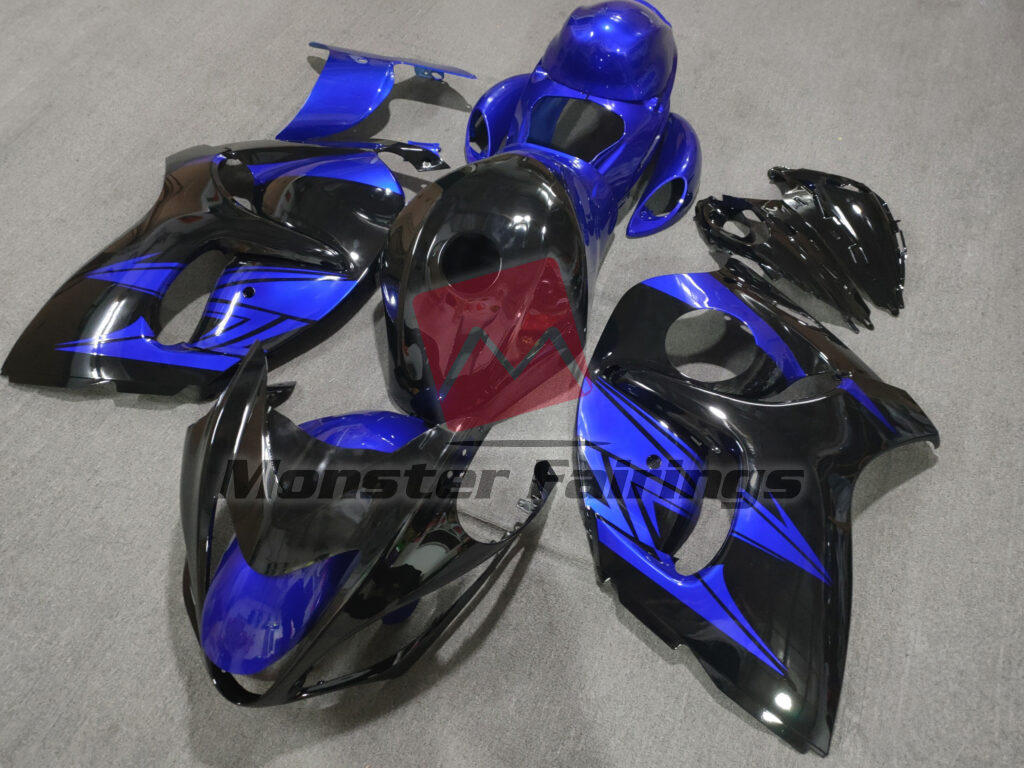 2008 - 2020 Suzuki GSXR 1300 Gloss Black & Blue fairing set - ABS injection, custom painted by Monster Fairings