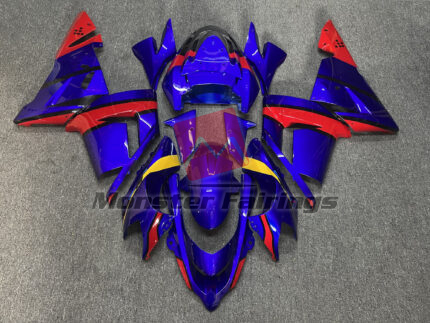 Kawasaki ZX10R 2004 - 2005 Gloss Blue & Red Yellow ABS fairings - custom motorcycle bodywork kit by Monster Fairings