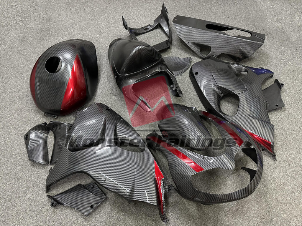 Suzuki TL1000R custom ABS fairings 1998 - 2003 in Carbon Fiber Style Red Trim - durable replacement kit, Monster Fairings