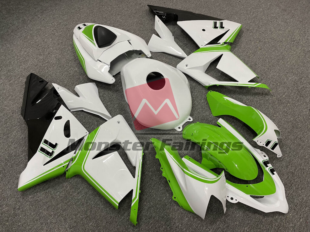 Gloss White Green ABS fairings for Kawasaki ZX10R 2004 - 2005 - premium OEM fit kit by Monster Fairings