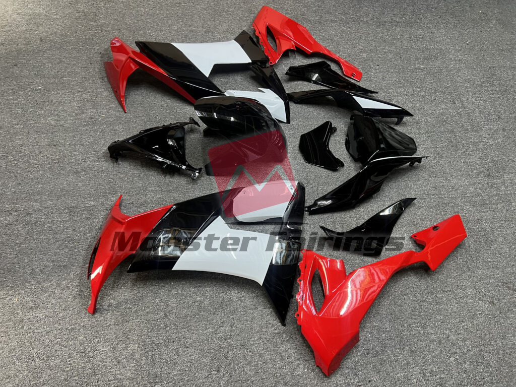 Kawasaki ZX10R custom ABS fairings 2008 - 2010 in Gloss Red Black & White - durable replacement kit, Monster Fairings