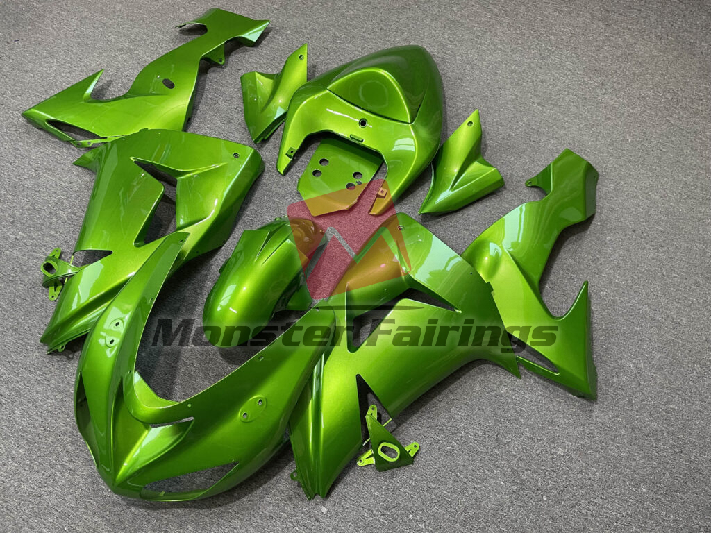 Kawasaki ZX10R custom ABS fairings 2006 - 2007 in Gloss Bright Green - durable replacement kit, Monster Fairings