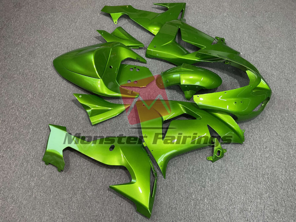 2006 - 2007 Kawasaki ZX10R Gloss Bright Green fairing set - ABS injection, custom painted by Monster Fairings