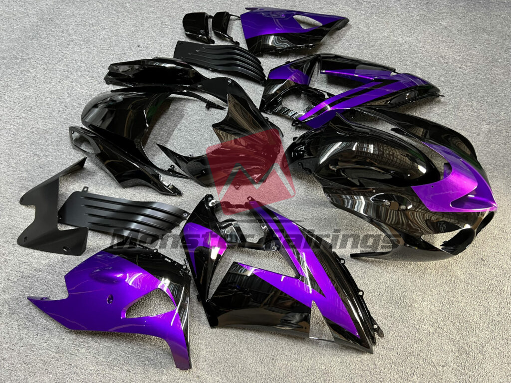 Gloss Black Purple ABS fairings for Kawasaki ZX14R 2006 - 2011 - premium OEM fit kit by Monster Fairings