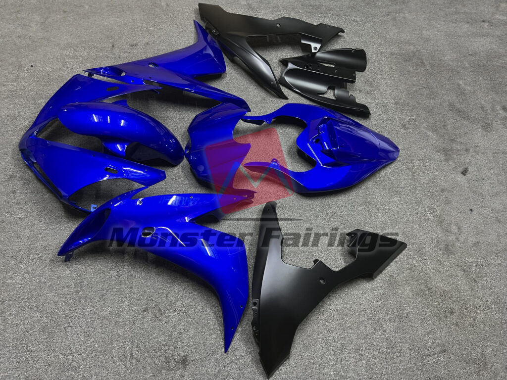2004 - 2006 Yamaha R1 Gloss Blue Black fairing set - ABS injection, custom painted by Monster Fairings