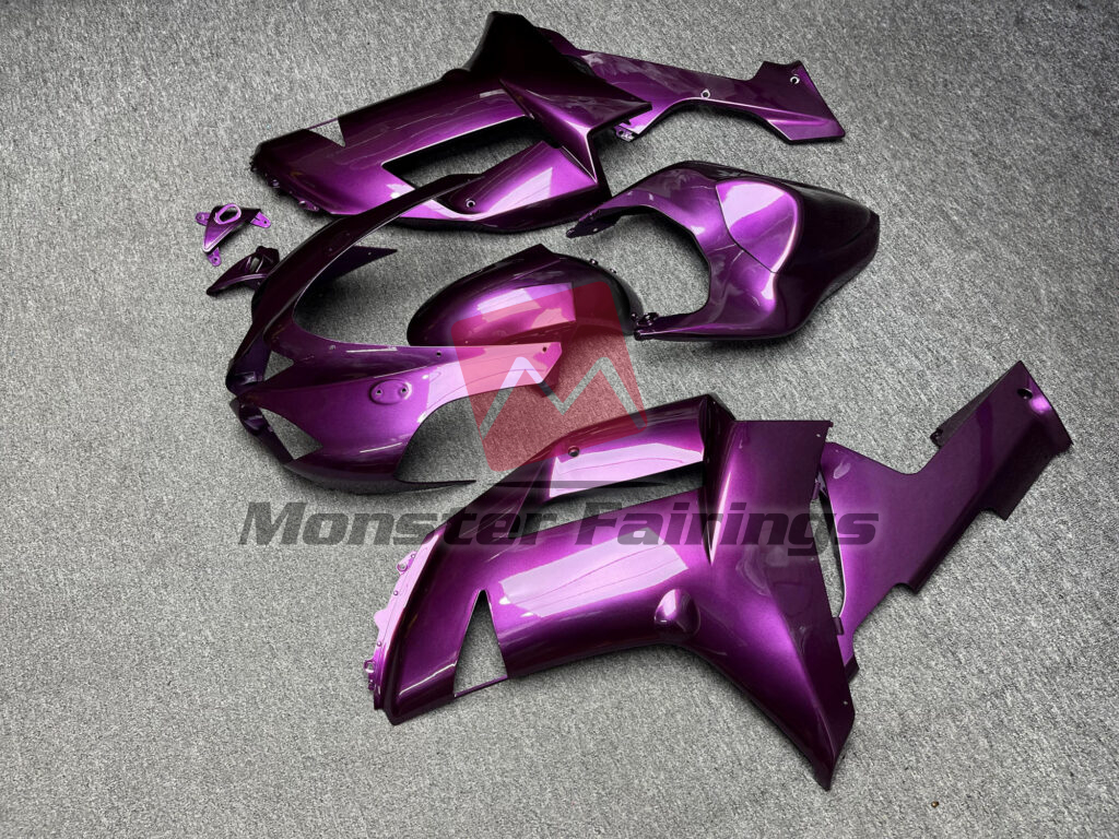 2007 - 2008 Kawasaki ZX6R Gloss Purple fairing set - ABS injection, custom painted by Monster Fairings