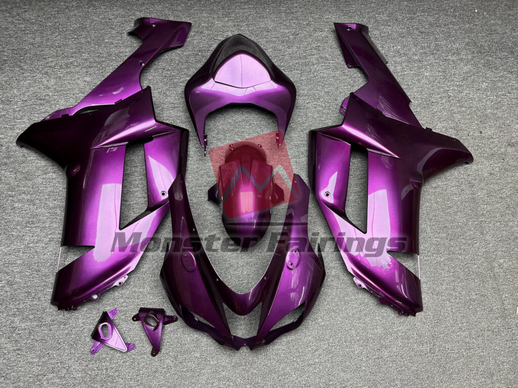 Kawasaki ZX6R 2007 - 2008 Gloss Purple ABS fairings - custom motorcycle bodywork kit by Monster Fairings