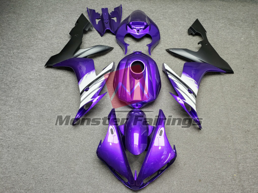 Yamaha R1 2004 - 2006 Bright Purple White ABS fairings - custom motorcycle bodywork kit by Monster Fairings