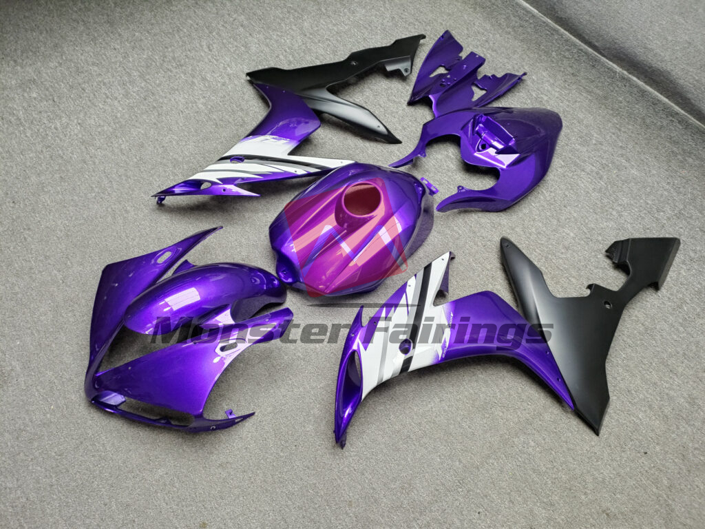 2004 - 2006 Yamaha R1 Bright Purple White fairing set - ABS injection, custom painted by Monster Fairings