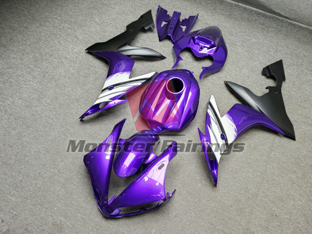 Yamaha R1 custom ABS fairings 2004 - 2006 in Bright Purple White - durable replacement kit, Monster Fairings