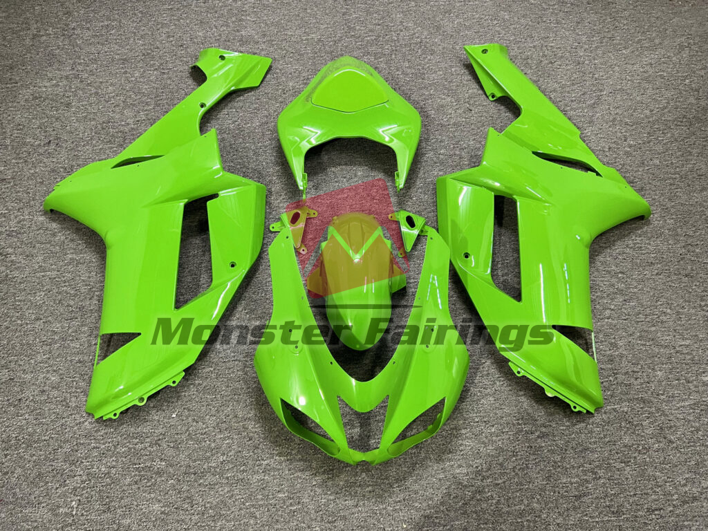 Kawasaki ZX6R 2007 - 2008 Gloss Lime Green ABS fairings - custom motorcycle bodywork kit by Monster Fairings