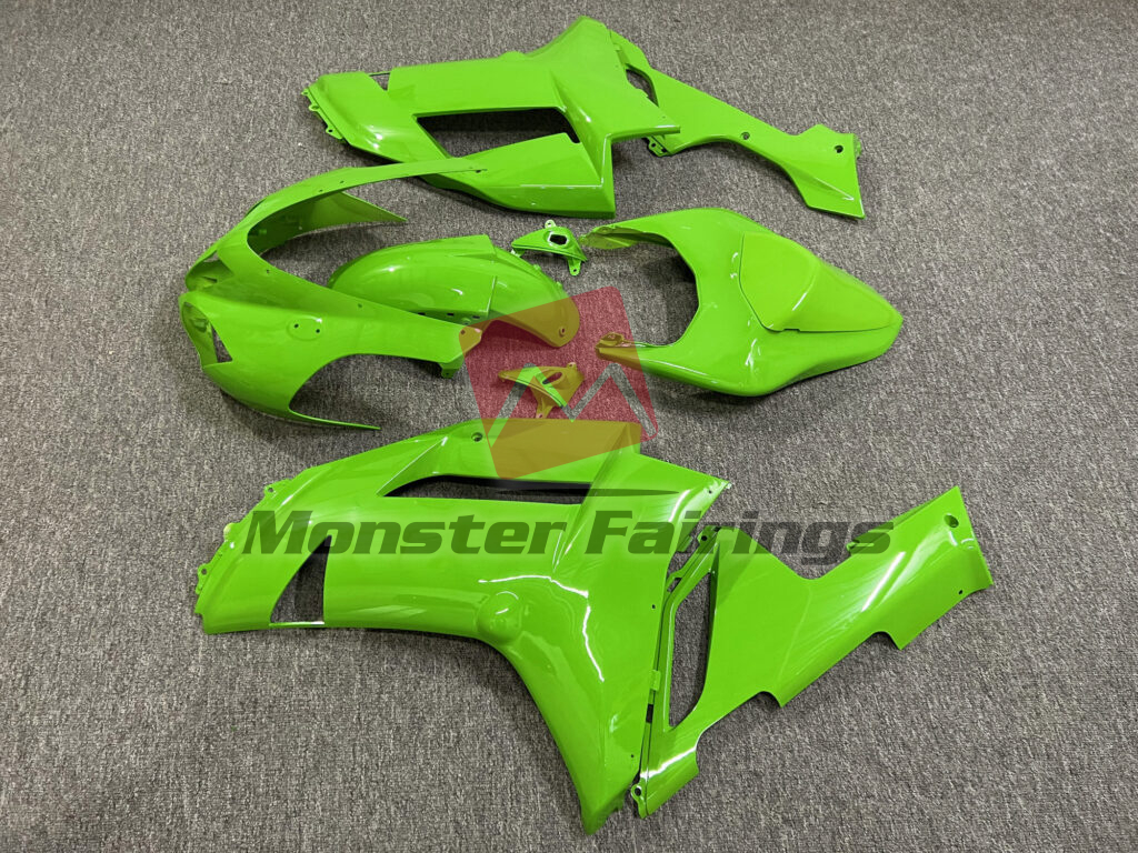 Kawasaki ZX6R custom ABS fairings 2007 - 2008 in Gloss Lime Green - durable replacement kit, Monster Fairings