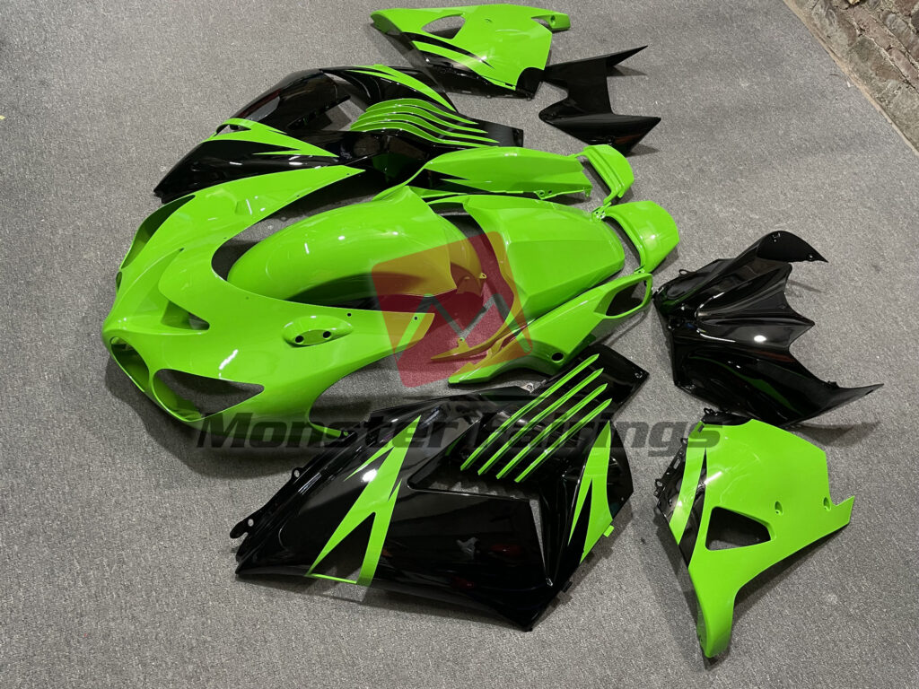Gloss Lime Green & Black ABS fairings for Kawasaki ZX14R 2006 - 2011 - premium OEM fit kit by Monster Fairings