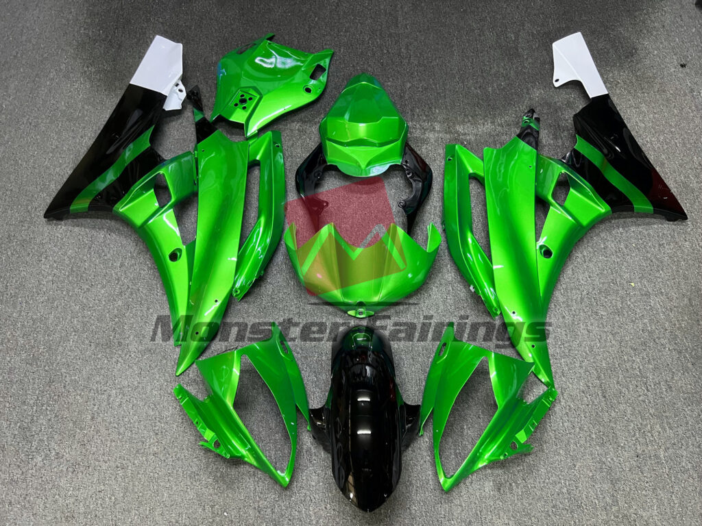 Yamaha R6 2006 - 2007 Gloss Green Black ABS fairings - custom motorcycle bodywork kit by Monster Fairings