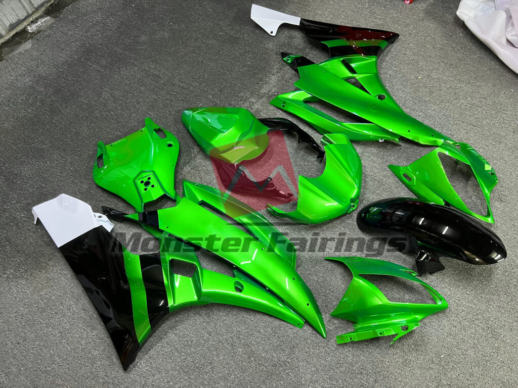 Yamaha R6 custom ABS fairings 2006 - 2007 in Gloss Green Black - durable replacement kit, Monster Fairings