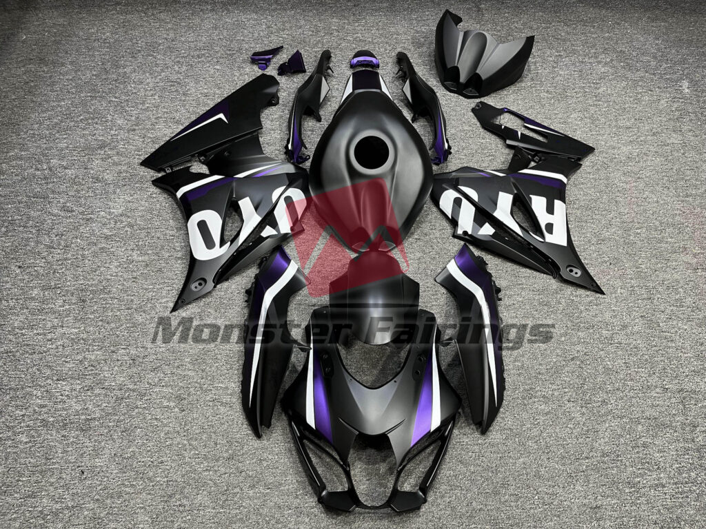 Suzuki GSXR 1000 2017 - 2025 Matte Black Purple ABS fairings - custom motorcycle bodywork kit by Monster Fairings