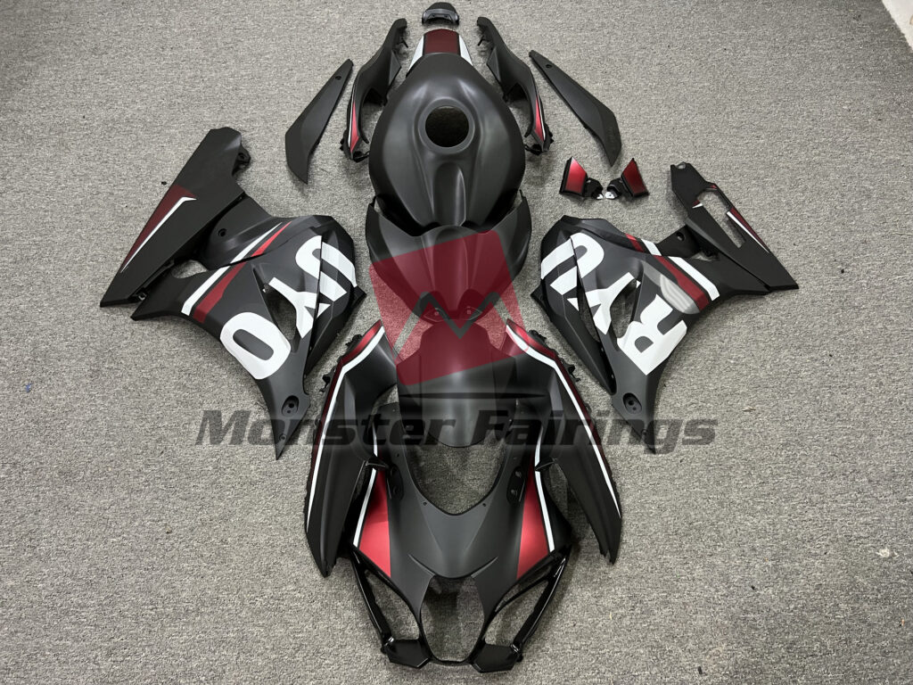 Suzuki GSXR 1000 2017 - 2025 Matte Black Red ABS fairings - custom motorcycle bodywork kit by Monster Fairings