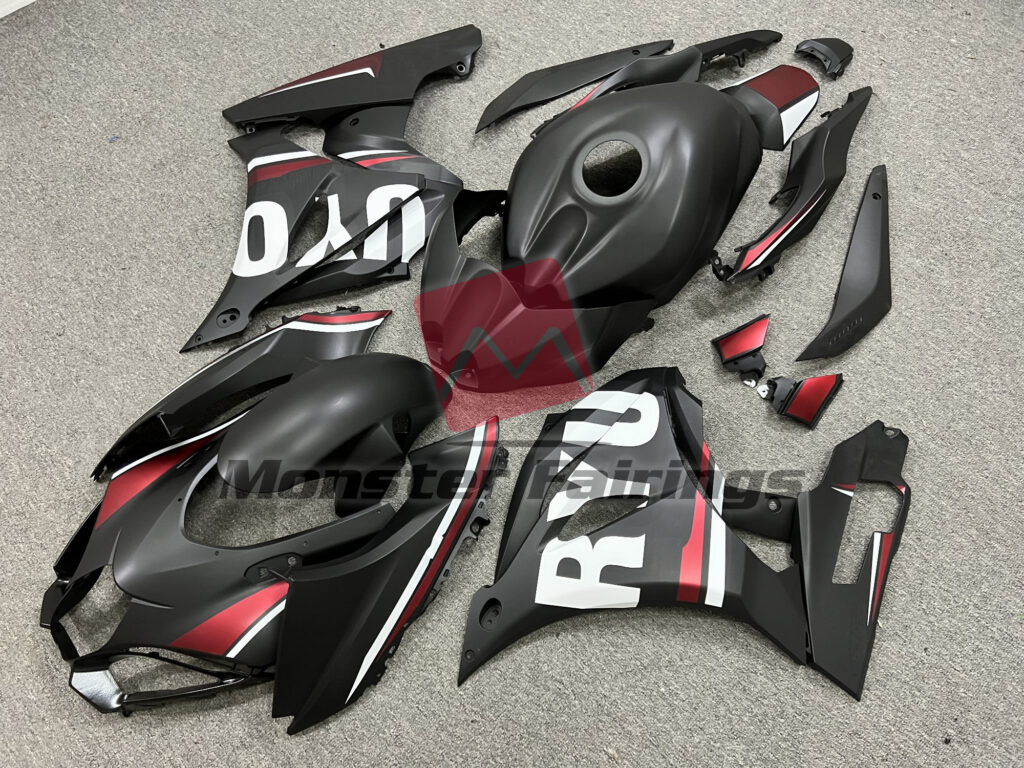 Suzuki GSXR 1000 custom ABS fairings 2017 - 2025 in Matte Black Red - durable replacement kit, Monster Fairings
